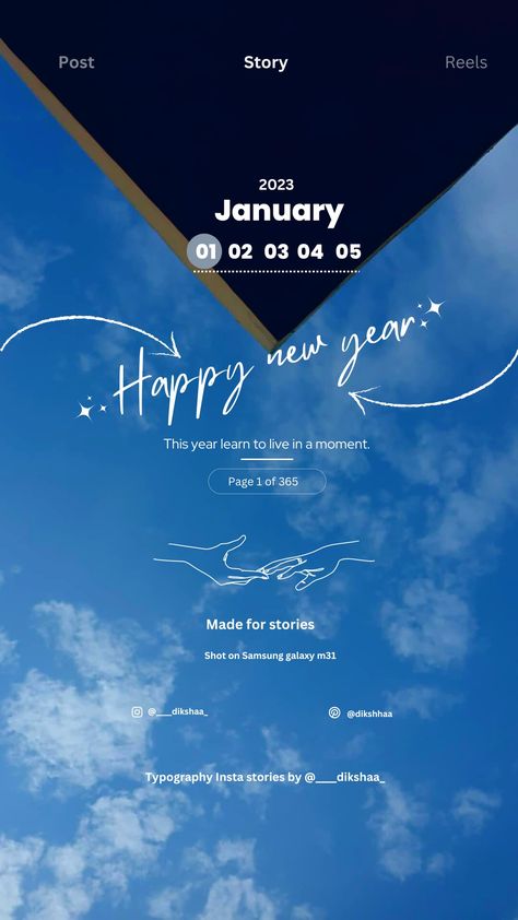 Typography new year Happy New Year Story Instagram, Happy New Year Ig Story, Happy New Year Instagram Story Ideas, New Year Story Instagram Ideas, Happy New Year Story, New Year Story, Page 1 Of 365, Happy New Year Typography, Instagram Story App