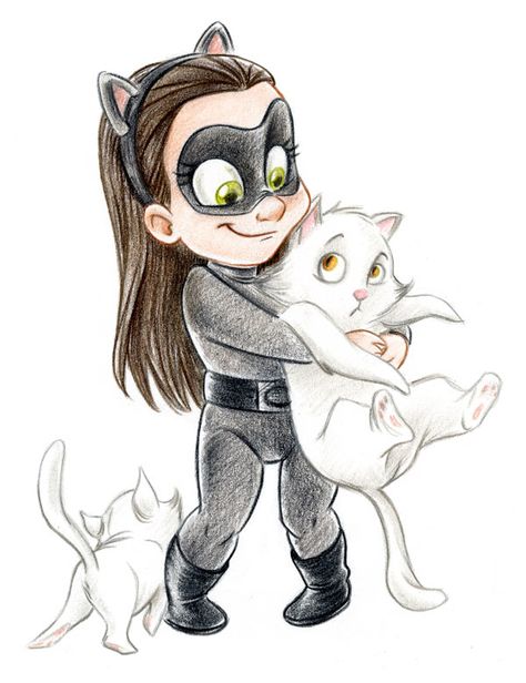 Baby Catwoman by ArtofLaurieB on DeviantArt Character Design Cartoon, Bd Art, Pencil Artwork, Batman And Catwoman, Cat Woman, Craft Corner, Superhero Art, Awesome Art, Batgirl