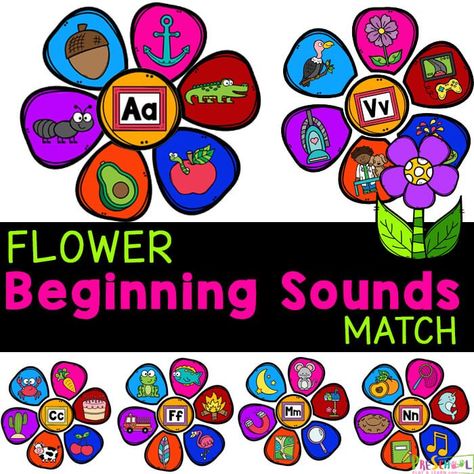 Initial Sounds Games, Initial Sound Activities, Flower Activity, Letter Sound Games, Flower Crafts Preschool, Kindergarten Phonics Activities, Letter Sounds Preschool, Teaching Letter Recognition, Spring Preschool Activities