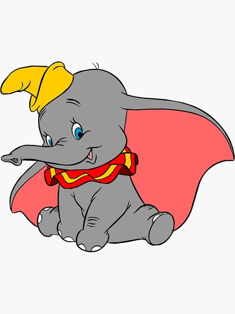 "Dumbo" Sticker by baileylevin | Redbubble Dumbo Embroidery, Disney Characters Clipart, Dumbo Drawing, Old Disney Characters, Dumbo Cartoon, Dumbo Elephant, Dumbo The Elephant, Cartoon Toilet, Dumbo Disney