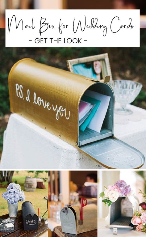 Mailbox Card Box Wedding, Wedding Card Mailbox, Wedding Reception Snacks, Wedding Mailbox, Wedding Guest Book Table, Wedding Post Box, Vintage Mailbox, Diy Mailbox, Mailbox Decor