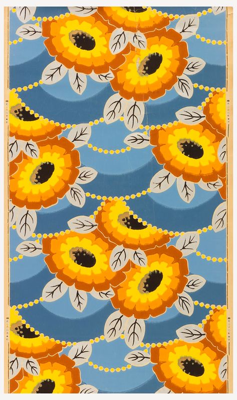 Art Deco Textiles, Michael Bennett, Art Deco Flower, Cooper Hewitt, Motifs Textiles, Beads Art, Silver Leaves, Art Deco Patterns, French Floral