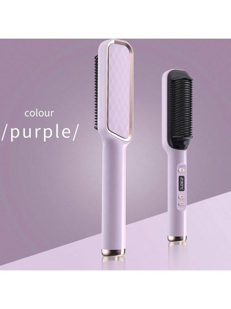 Purple  Collar  ABS   Embellished   Personal Care Appliances Tymo Hair, Curly Iron, Hair Straightener Comb, Straightening Comb, Iron Hair, Hair Straightening Iron, Purple Collar, Different Hair Types, Hair Brush Straightener