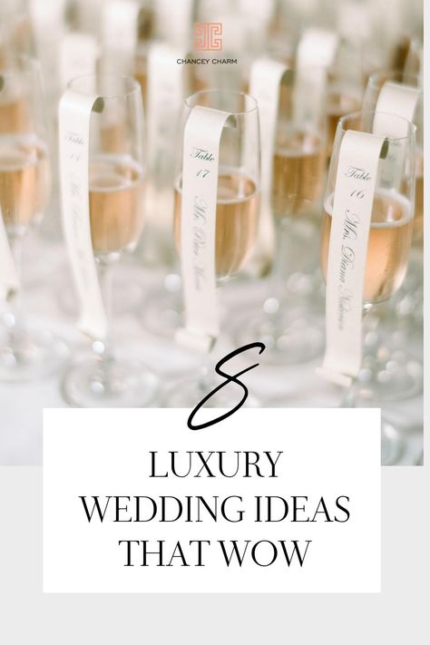 Get inspiration for planning a unique wedding that will really impress your guests.From a dramatic wedding entrance or exit to creating an unforgettable guest experience with a ladies lounge, the Chancey Charm team is sharing a roundup of 8 luxury wedding ideas that wow. Decor Reception Wedding, Romantic Luxury Wedding, Unique Classy Wedding Ideas, Wedding Guest Arrival Ideas, Unforgettable Wedding Ideas, Wedding Final Touches, Wedding In May Ideas, Entertainment Ideas For Wedding, Unique Wedding Ideas For Guests