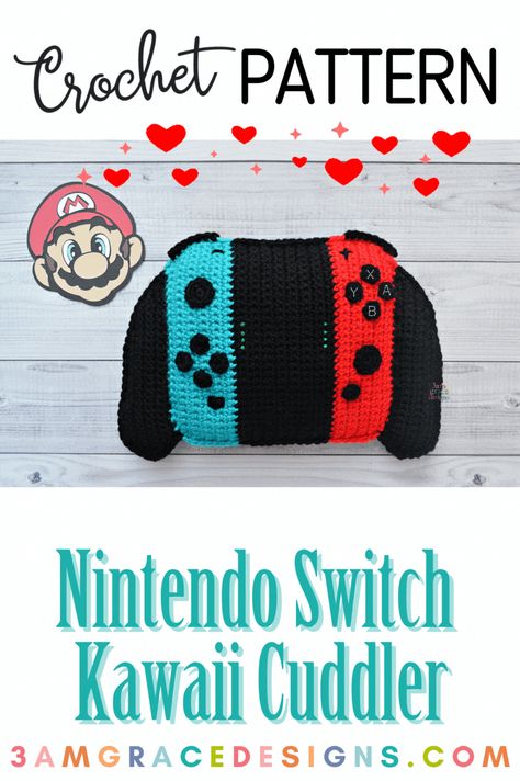 Nintendo Switch Crochet, Pokeball Crochet Pattern, Crochet Ideas Aesthetic, Aesthetic Knit, Video Game Pattern, Crochet Pattern Tutorial, Crochet Game, Pillow Patterns, Crochet Kids