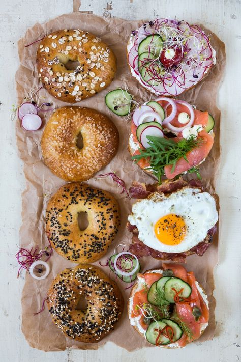 Let me tell you my current obsession is a bagel with cream cheese and salt. So simple and so tasty! Bagel Lox Board, Bagel Fillings Ideas Breakfast, Bagel Sandwich Photography, Breakfast Spread Aesthetic, Savory Bagel Ideas, Bagel Table, Bagel Snack Ideas, Bagels Breakfast Ideas, Bagel Aestethic