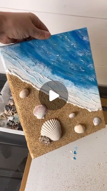 Beach Painting Tutorial, Easy Beach Painting, Lake Scenes, Beach Canvas Paintings, Beach Mural, Seashell Painting, Watercolor Paintings For Beginners, Panda Art, Art Videos Tutorials