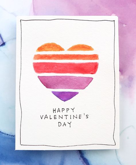 Easy DIY Valentine’s Day Card (Minimal Supplies Needed) – kwernerdesign blog Watercolor Valentine Cards, Creative Valentine Cards, Easy Valentine Cards, Cute Valentines Day Cards, Kristina Werner, Valentines Day Cards Diy, Valentines Bricolage, Valentines Day Cards Handmade, Valentines Day Drawing