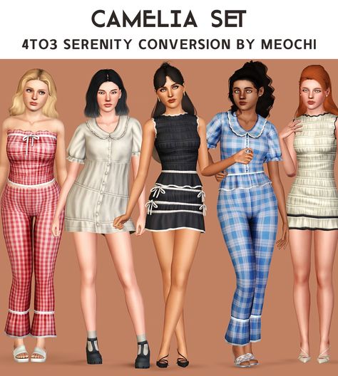 Meochi : - 4t3 Camelia Set conversion - All credits go to... Sims 3 Cc Folder, Sims 3 To Sims 4 Conversion, Sims 3 Clothing Cc, Sims 3 Cc Maxis Match, Sims2 Cc Clothing, Sims 4 Cc Sets Maxis Match, Twee Sims 4 Cc, Ts3 To Ts4 Conversions, Sims3 Cc Clothes