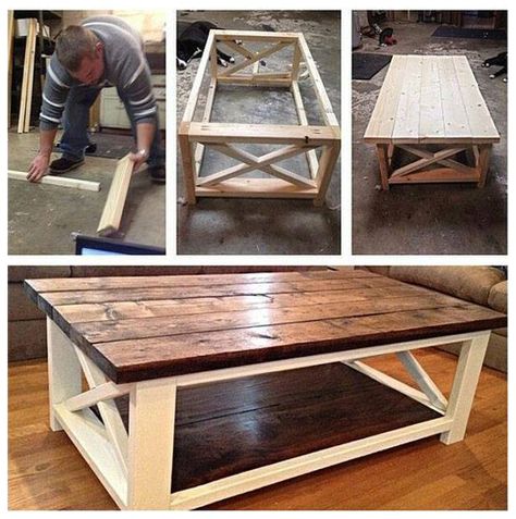 Diy Coffee Table Plans, Diy Farmhouse Coffee Table, Table Palette, Coffee Table Plans, X Coffee Table, Diy Casa, Coffee Table Farmhouse, Rustic Coffee Tables, Diy Holz