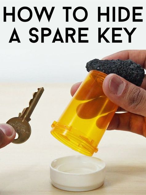 Community Post: Never Get Locked Out Again With This Sneaky DIY Hide-A-Key Hide A Key, Pill Bottle, Key Keychain, Unusual Home, Simple House Design, Home Design Floor Plans, Pill Bottles, Clever Hacks, Home Organization Hacks