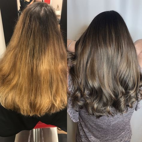 Balayage  Ash brown  Ashy Balayage  Before and after  Hair  Vogue hair salon Ash Brown Before And After, Hair Colour Before And After, Brown Ashy Balayage, Balayage Ash Brown, Balayage Before And After, Balayage Ash, Vogue Hair, Ashy Balayage, Before And After Hair