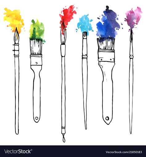 Paintbrush Tattoo, Paint Brush Drawing, Jim Dine, Paint Vector, Paint Brush Art, Brush Drawing, 수채화 그림, Color Paint, Hand Drawn Illustration