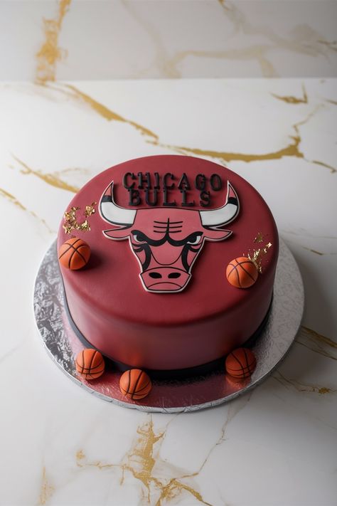 Celebrate His Birthday with a Bulls-Themed Cake Bull Birthday Cake, Bulls Cake, Chicago Bulls Cake, Basketball Cakes, Bulls Logo, Basketball Cake, Cake Aesthetic, Bull Logo, Birthday Cakes For Men