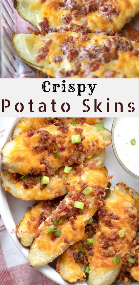 Loaded Potato Skins Recipe, Loaded Baked Potato Skins, Potato Skins Appetizer, Potatoes Loaded, Potato Skins Recipe, Leftover Baked Potatoes, Crispy Potato Skins, Baked Potato Skins, Potatoe Skins Recipe