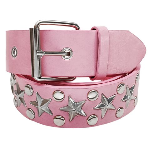 PRICES MAY VARY. STAR SHAPE RIVET: constructed with PU leather material, with the metal buckle, rock star and round rivet design making your wardrobe quite cool.Suitable for 2000s style clothing and punk style outfit. Y2K STYLE BELT: With the star design and 5 pyramid spike metal inlays, perfect women girls studded belt matching with scene clothes, y2k grunge clothes, 80s costume, y2k goth clothes, and they can aslo be used as emo belts, goth belt. UNISEX AND FIT MOST: Star Stud Belt is approx. Pink Emo Clothes, Early 2000s Punk Fashion, Colorful Punk Outfits, Scenecore Accessories, Emo Belts, 2000s Emo Outfits, 2000 Accessories, 2000s Belt, Scene Belt