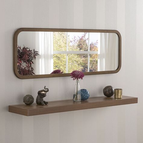 Vogue Decor, Modern Mirror Design, Horizontal Mirrors, Long Mirror, Spiegel Design, Hallway Mirror, Mirror Inspiration, Wooden Mirror, Estantes Flotantes