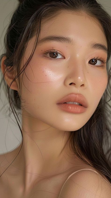 Round Face Contouring, Makeup Asia, Textured Skin, Light Makeup Looks, Apply Blush, Korean Makeup Look, Daily Makeup Routine, Soft Makeup Looks, Casual Makeup