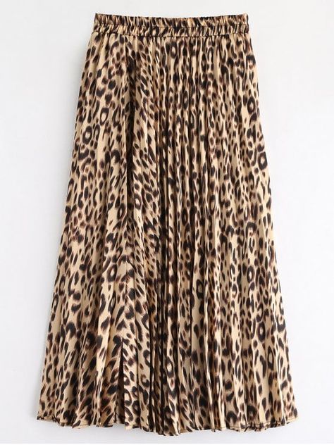 Brown Pleated Skirt, Business Casual Skirt, Skirts Flowy, Outfit Chic, Leopard Skirt, Pleated Long Skirt, Printed Pleated Skirt, Animal Print Skirt, Black Pleated Skirt