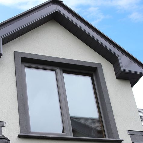 Beautiful PVC Windows in Basalt grey from Costello Windows, Glin, Co. Limerick. Costello Windows is the only major window provider to supply windows in the lighter Basalt grey rather than the darker Anthracite Grey. Basalt grey is now becoming very popular. Basalt Grey Windows, Dark Grey Windows, Gray Windows Exterior, Pvc Windows Design, Grey Windows Exterior, House With Grey Windows, Pvc Window Trim, Composite Front Doors Uk, Anthracite Grey Windows