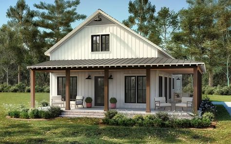 Barndominium House Plan - 2 Bedrooms, 2 Bath, 1260 Sq Ft Plan 50-531 Barn Plan, Barndominium Floor Plans, Farmhouse Style House Plans, Casas Coloniales, Barn Style House, Modern Farmhouse Plans, Cottage House Plans, Barn House Plans, Farmhouse Style House