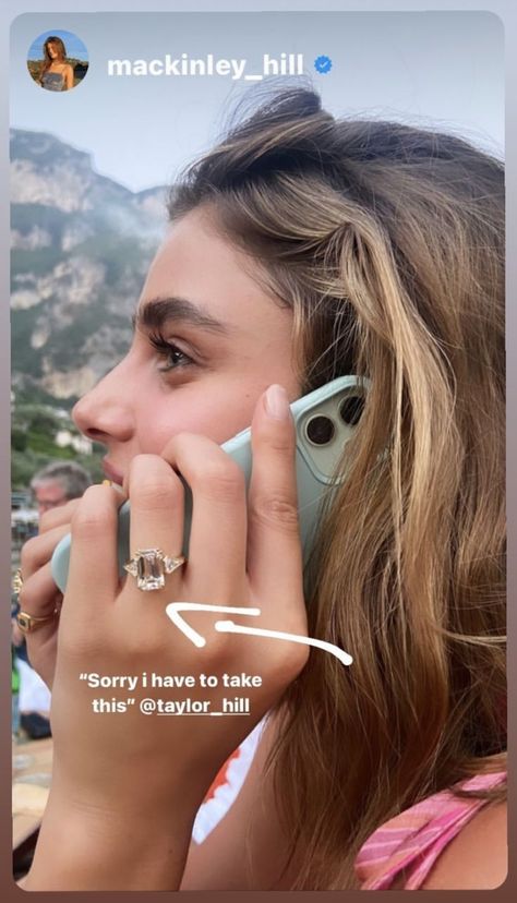 Taylor Hill Instagram, Celebrity Engagement Ring, Fake Wedding Rings, Baguette Wedding Ring, Celebrity Wedding Rings, Radiant Cut Engagement Ring, Engagement Ring Three Stone, Affordable Engagement Rings, Diamond Alternative Engagement Ring