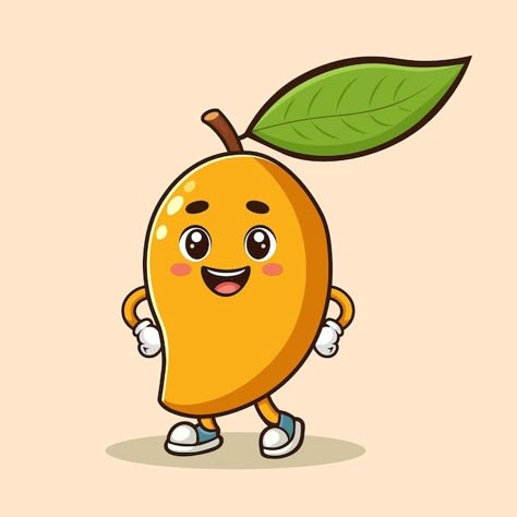 Mango Illustrations Design, Mango Character, Mango Cartoon, Plant Cartoon, Diy Teddy Bear, Backyard Summer, Fruit Cartoon, Simple Character, Person Cartoon