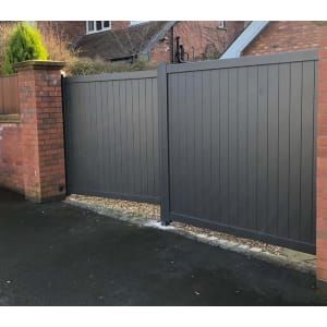 Contemporary Gates Entrance, Garden Double Gates, Double Gates Wooden, Double Gates Driveway, Solid Metal Gate, Double Garden Gates Wooden, Driveway Gates Wooden, Front Driveway Ideas Entrance, Privacy Gates Driveway Entrance