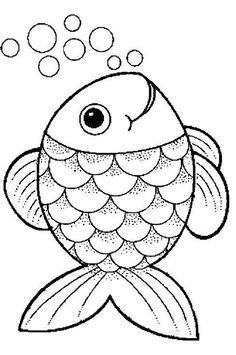 Cute Animal Clipart Black And White, The Rainbow Fish, Fish Coloring Page, Rainbow Fish, Ocean Crafts, Art Drawings For Kids, Applique Patterns, Animal Coloring Pages, Coloring Book Pages