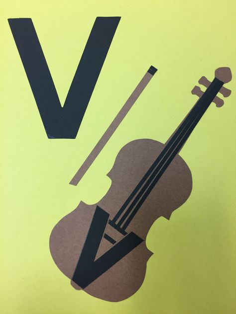 V is for violin Violin Preschool Craft, Violin Craft, V Is For Craft, Letter V Arts And Crafts For Preschool, Diy Violin Craft, Letter V Art Preschool, Letter V Crafts, Alphabet Letter Activities, Preschool Letter Crafts