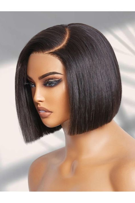 LUVME HAIR Short Bob Human Hair Wig Blunt Cut Style Wig Pre Cut Glueless HD Lace Closure Wig Pre Plucked C-Side Parted Straigh Human Hair Short Wigs For Women 8 Inch 8inch Bob Wig, C Cut Hairstyle, Closure Wig Styles, Short Wigs For Women, Bob Human Hair Wigs, Hair Short Bob, Style Wig, Faux Locs Hairstyles, Lace Closure Wig