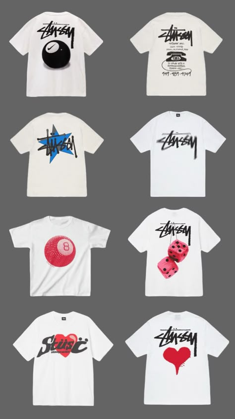 #stüssy #stussy #streetwear #shirt #tshirt #collage #shuffle #trend #inspo Stussy Wallpaper, Stussy T Shirt, Stussy Shirt, Summer Outfits Men Streetwear, Stussy Streetwear, Graphic Tee Outfits, Streetwear Fits, Guys Clothing Styles, 14th Birthday