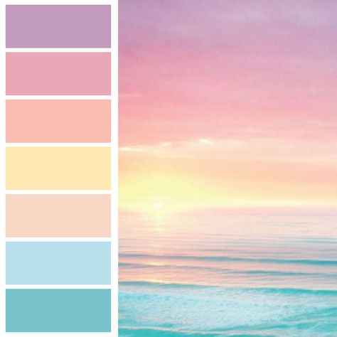 Pink Sea Blue Muted Pastel Color Palette, Pastel Color Schemes, Palette Design, Color Schemes Colour Palettes, Kunst Inspiration, Pastel Colour Palette, Seni Cat Air, Beach Color, Color Palette Design