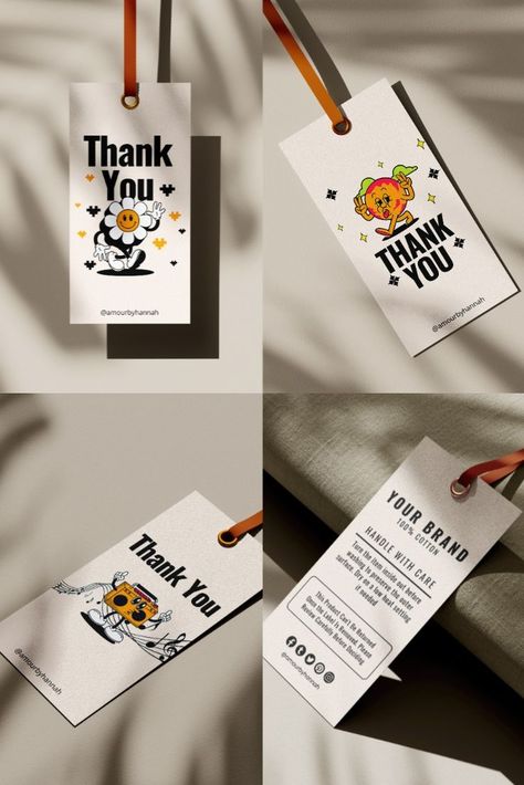 Price Tag Template, Hang Tags Clothing, Thank You Messages, Retro Clothing, Tag Template, Tag Design, Label Templates, Clothing Labels, Canva Templates