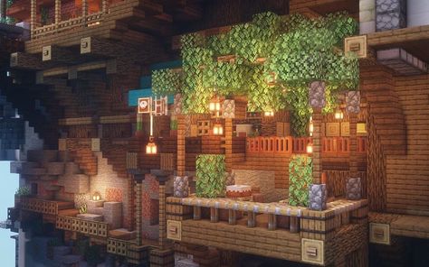 CraftingBench ⛏ Minecraft on Instagram: “Lovely Cliffside Café by @chikuwalecker 🍂 - Follow @crafting.bench for more!! ☺️ Follow @crafting.bench for more!! ☺️ - #minecraft…” Minecraft Redstone Creations, Cliffside House, Mega Base, Minecraft Creative, Houses Blueprints, Houses Minecraft, Minecraft Idea, Minecraft Decoration, Mc Builds