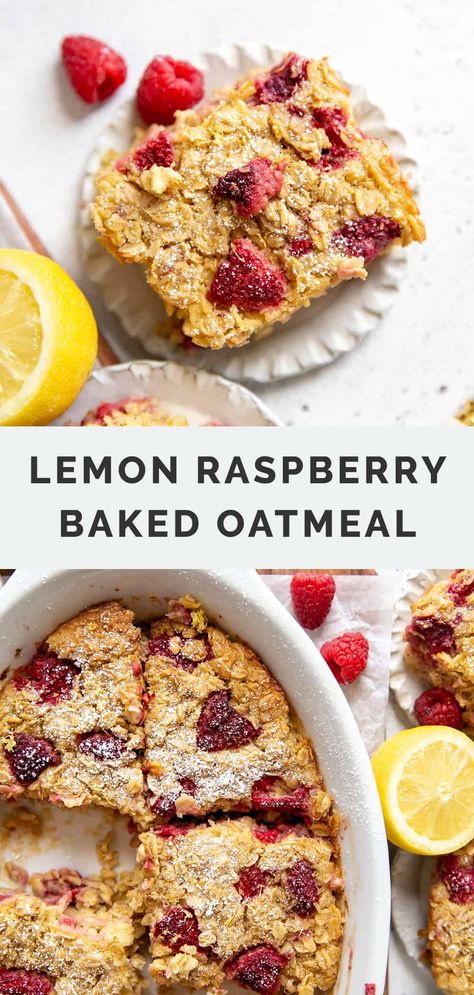 Raspberry Baked Oatmeal, Baked Oatmeal Recipes Healthy, Raspberry Oatmeal, Baked Oatmeal Healthy, Healthy Oatmeal Recipes, Baked Oatmeal Recipes, Sweet Tart, Healthy Oatmeal, Lemon Raspberry