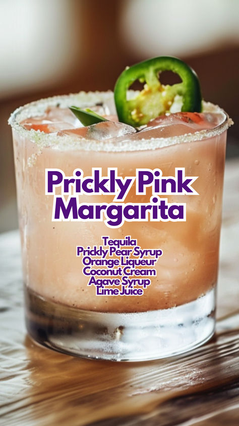 Prickly Pink Margarita Margarita Flavors, Coconut Cocktails, Pink Margarita, Liqueur Cocktails, Pear Margarita, Cocktail Cards, Prickly Pear Margarita, Winter Holiday Recipes, Pear Cocktails