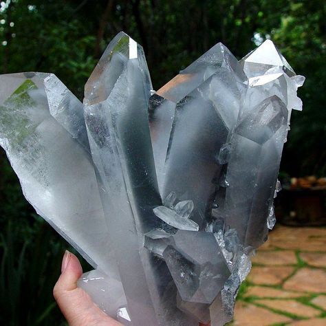 Blue Phantom Quartz crystal cluster from Brazil. Pretty Rocks, Cool Rocks, Phantom Quartz, Crystal Magic, Beautiful Rocks, Mineral Stone, Rocks And Gems, Minerals And Gemstones, Gems And Minerals