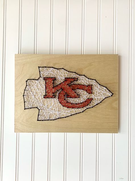 KC Chiefs String Art Sign Football Home Decor Unique Gift Super Bowl Champions Kansas City Missouri MO Customizable Handmade NFL Team Custom - Etsy Diy Kansas City Chiefs Decor, Chiefs Decor, Kansas City Chiefs Craft, Football Home Decor, Chiefs Crafts, Football Diy, Art Examples, Super Bowl Champions, Handmade Gift Ideas