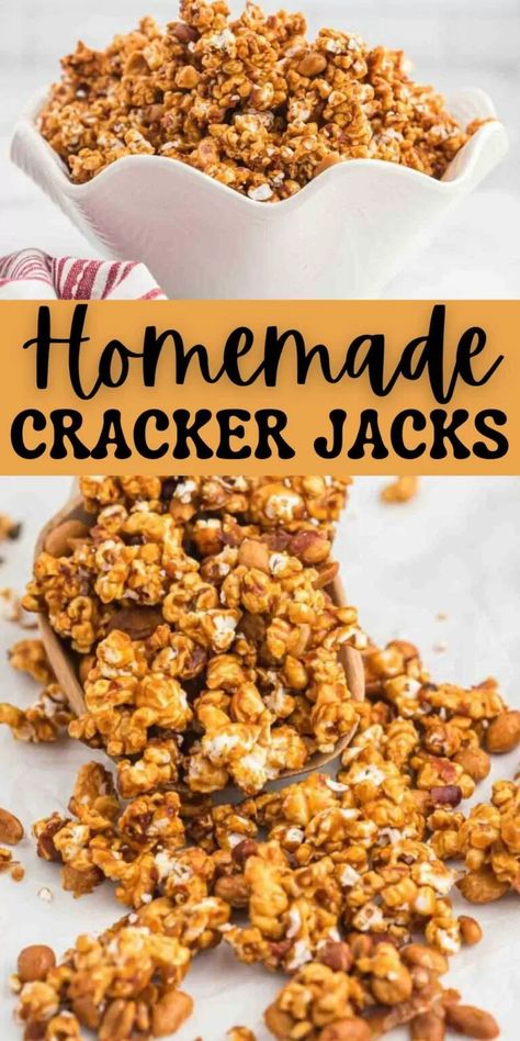 Homemade Cracker Jacks Recipe, Air Fryer Cracker Jacks, Cracker Jacks Recipe, Cracker Jack Popcorn Recipe, Pecan Chewies Recipe, Pecan Chewies, Chewies Recipe, Tv Snacks, Cooking Popcorn