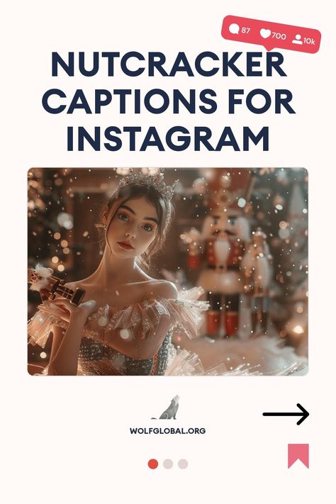 Promotional graphic for 'Nutcracker Captions for Instagram' featuring a woman holding a nutcracker, with festive background.
List of ballet-themed checklist items with emojis and a "Get 100+ More" button at the bottom.
Woman with laptop, social media engagement images, and an invitation to join a platform for likes and comments. Nutcracker Christmas Quotes, Nutcracker Captions Instagram, Nutcracker Sayings, Nutcracker Quotes, Captions For Photos, Ballet Quotes, October Quotes, Christmas Sparkle, Ballet Performances