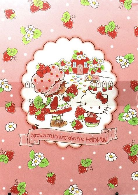 Hello Kitty X Strawberry Shortcake, Strawberry Shortcake X Hello Kitty, Hello Kitty Strawberry Shortcake, Strawberry Shortcake Hello Kitty, Stawberryshotcake Wallpaper, Hello Kitty And Strawberry Shortcake, Strawberry Shortcake And Hello Kitty, Strawberry Shortcake Pfp, Strawberry Shortcake Wallpaper