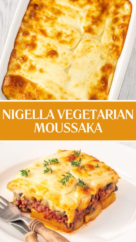 Nigella Vegetarian Moussaka Vegan Moussaka Recipe, Mousaka Recipe Vegetarian, Moussaka Recipe Vegetarian, Vegetarian Moussaka Recipe, Lentil Moussaka, Vegetarian Loaf, Vegetable Moussaka, Vegetarian Moussaka, Greek Vegetarian