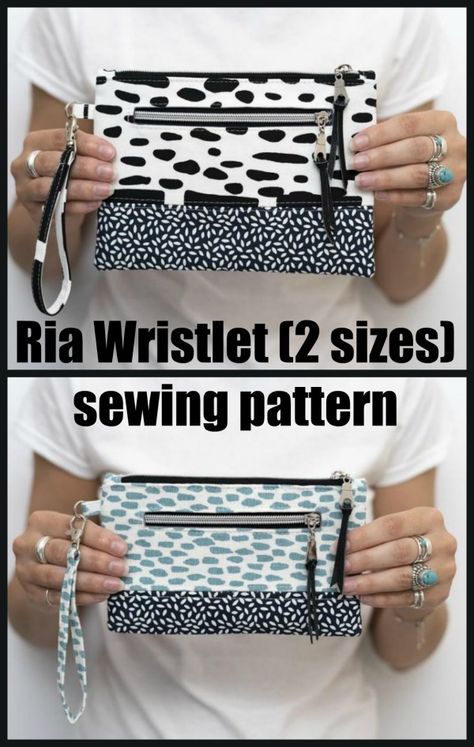 Wristlet Diy, Cross Body Bag Pattern Free, Diy Clutch Bag, Diy Pouch No Zipper, Wristlet Patterns, Clutch Bag Pattern, Cross Body Bag Pattern, Patchwork Tote Bags, Purse Sewing Patterns