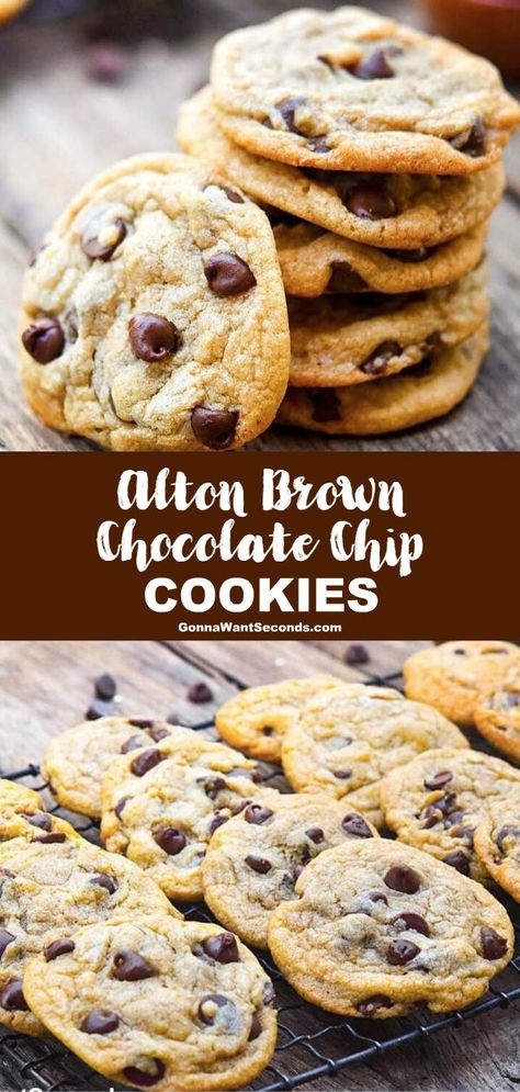 *NEW* When you’re ready for the ultimate in soft chewy chocolate chip cookies, Alton Brown chocolate chip cookies are an epic bounty of flavor and texture! #AltonBrownChocolateChipCookies #ChocolateChipCookies #Cookies #AltonBrown Brown Chocolate Chip Cookies, Alton Brown Chocolate Chip Cookies, Chocolate Chip Cookies Chewy, Soft Chewy Chocolate Chip Cookies, Cookies Chewy, Make Chocolate Chip Cookies, Homemade Chocolate Chips, Homemade Chocolate Chip Cookies, Gluten Free Chocolate Chip Cookies