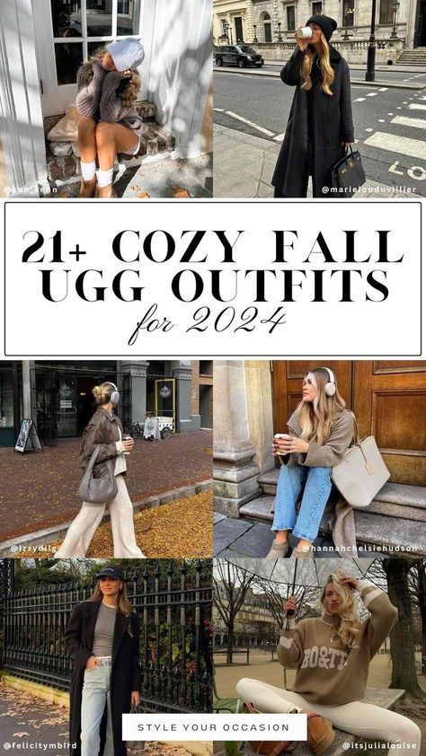 Wondering how to style Uggs in 2024? You’ll love our list of stylish and cute Uggs outfit ideas for fall, winter, and beyond! Whether you’re looking for casual outfit ideas for Tasman uggs, classic uggs, mini uggs, or platform we have the perfect grey, black and brown ugg outfit ideas for cozy fall style. Fall outfits 2024, casual outfits, cozy outfits, back to school outfits uggs, winter outfits Brown Ugg Outfit, Platform Ugg Outfit, Uggs Outfit Ideas, Outfits Uggs, Ugg Outfit Ideas, Mini Uggs Outfit, Style Uggs, How To Wear Uggs, How To Style Uggs