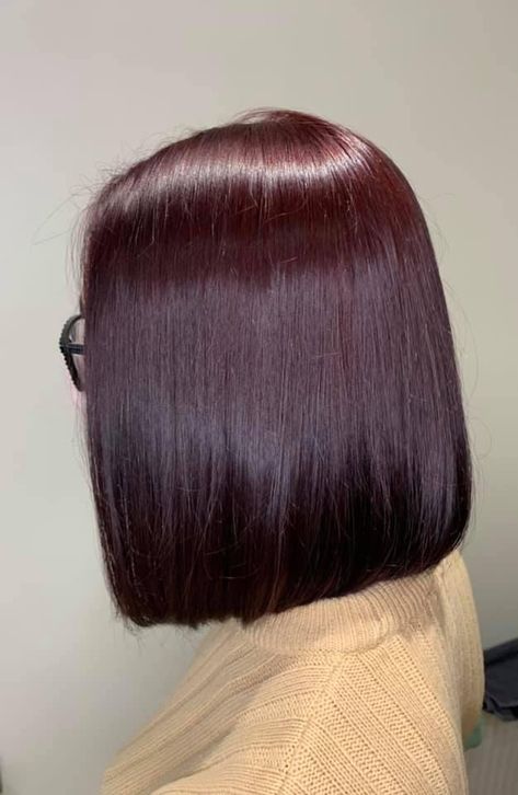 Cherry Cola Bob Short Hair, Dark Red Hair Short Bob, Red Wine Short Hair, Bob Hair Dye Ideas, Cherry Hair Short, Cherry Cola Short Hair, Burgundy Bob Hair, Short Cherry Cola Hair, Red Tinted Black Hair