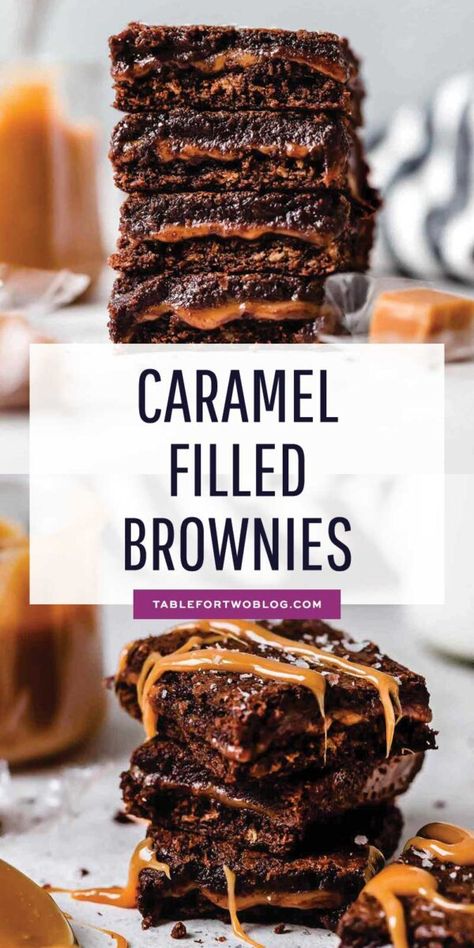 Boyfriend Brownies, Caramel Filled Brownies, Filled Brownies, Hot Fudge Cake, Easy Party Desserts, Hot Chocolate Fudge, Party Food Dessert, Single Serve Desserts, Slow Cooker Desserts