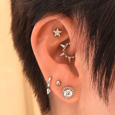 I like the idea of this spiked daith jewelry, although it's not as simple as what I'd imagine for myself. Would opt for more simple jewelry on lobes/cartilage.