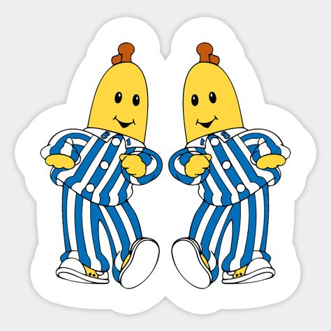 Bananas IN Pyjamas merch -- Choose from our vast selection of stickers to match with your favorite design to make the perfect customized sticker/decal. Perfect to put on water bottles, laptops, hard hats, and car windows. Everything from favorite TV show stickers to funny stickers. For men, women, boys, and girls. Banana In Pyjamas, Banana Sticker, Pajama Party, Birthday Party Gift, Hard Hats, Bananas, Funny Stickers, Custom Stickers, Favorite Tv Shows